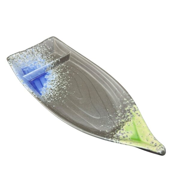 Kotobuki Stoneware Chip And Dip Canoe Trinket Tray Dish Ship Boat Dish Marked - Picture 1 of 13